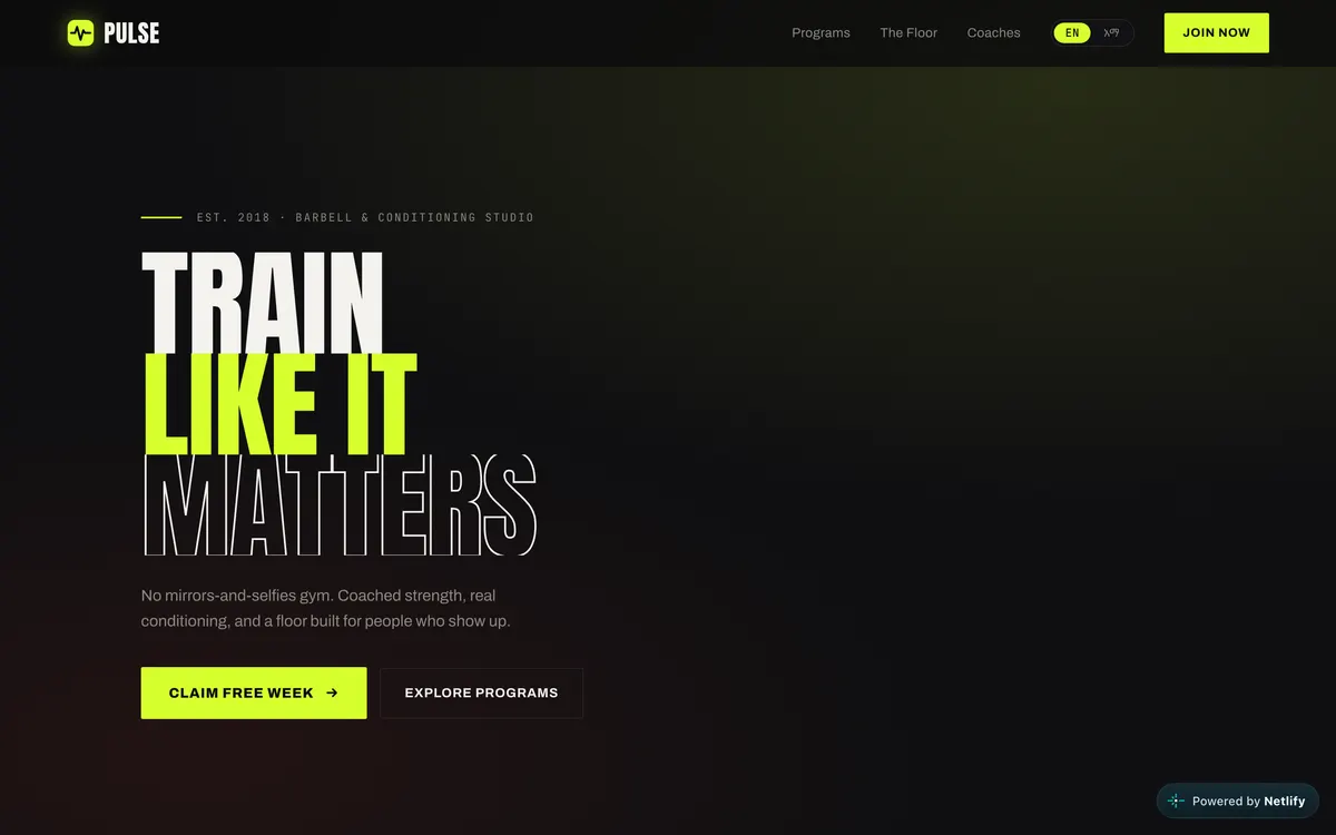 Pulse Strength Studio homepage
