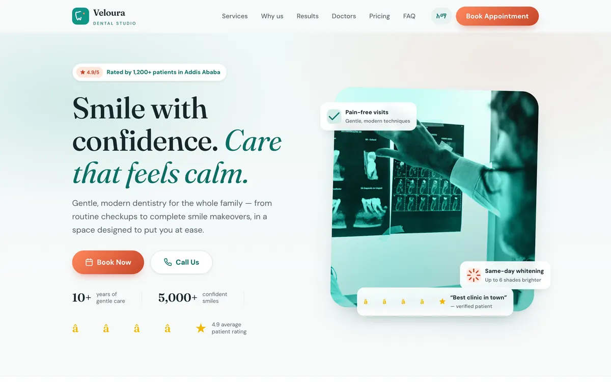 Veloura Dental Studio homepage